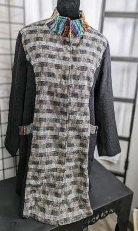 Women's Black and Plaid Jacket by DONNA WHITE Coats