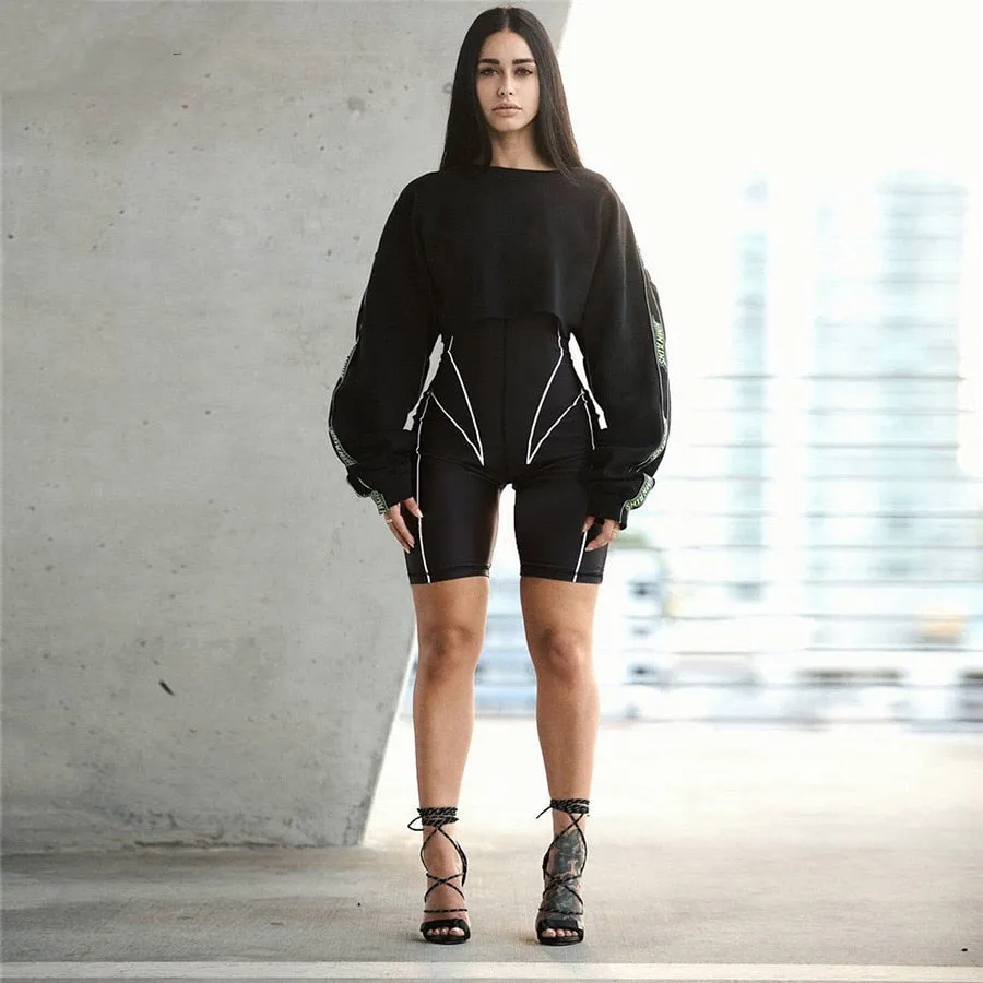 Women's Summer Turtleneck Striped Fitness Skinny Bodysuit