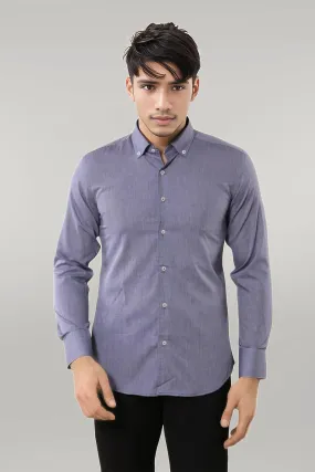 WSS Blue Plain Linen Men's Shirt  - Singen