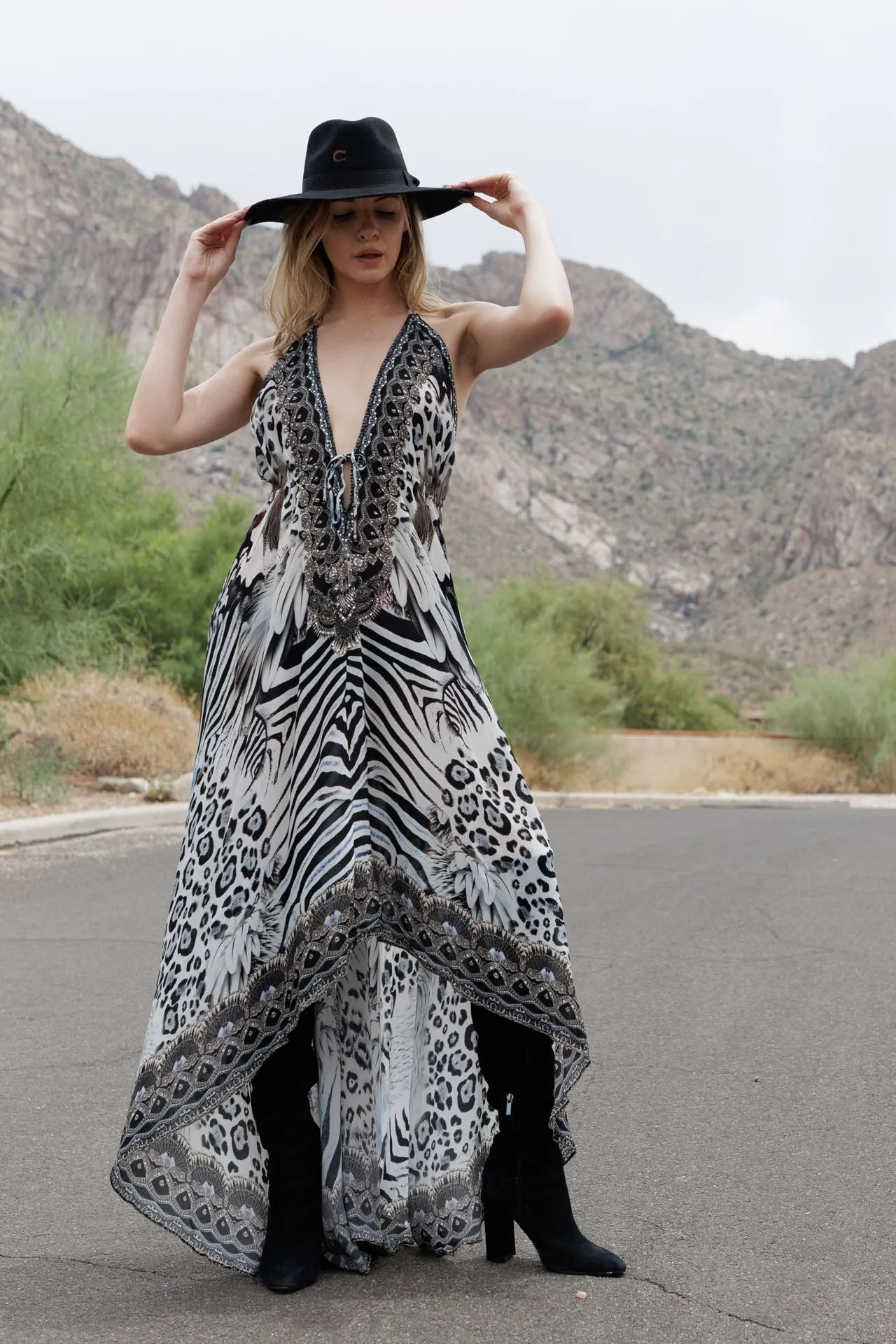 Zebra Print Long Maxi Dress