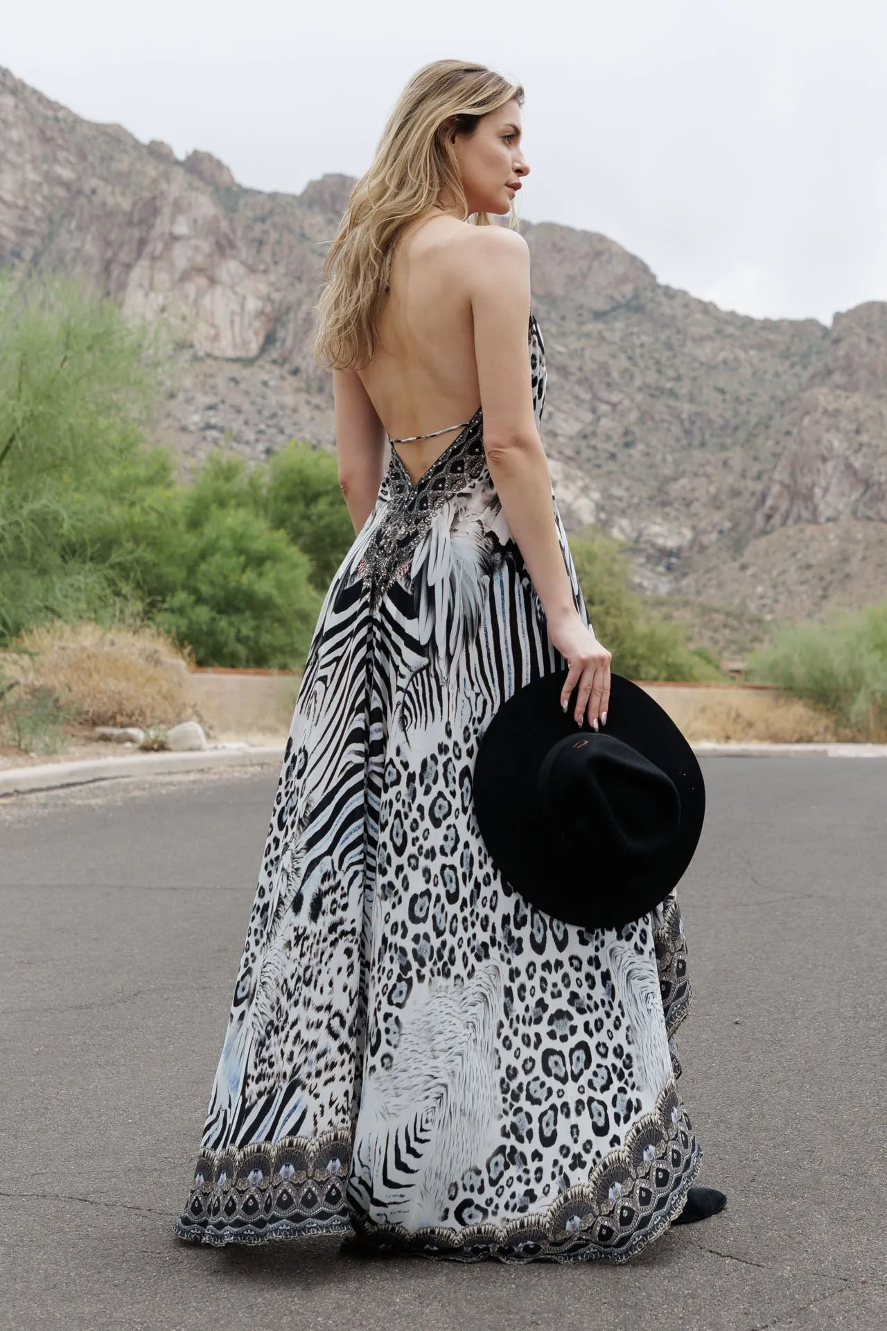 Zebra Print Long Maxi Dress