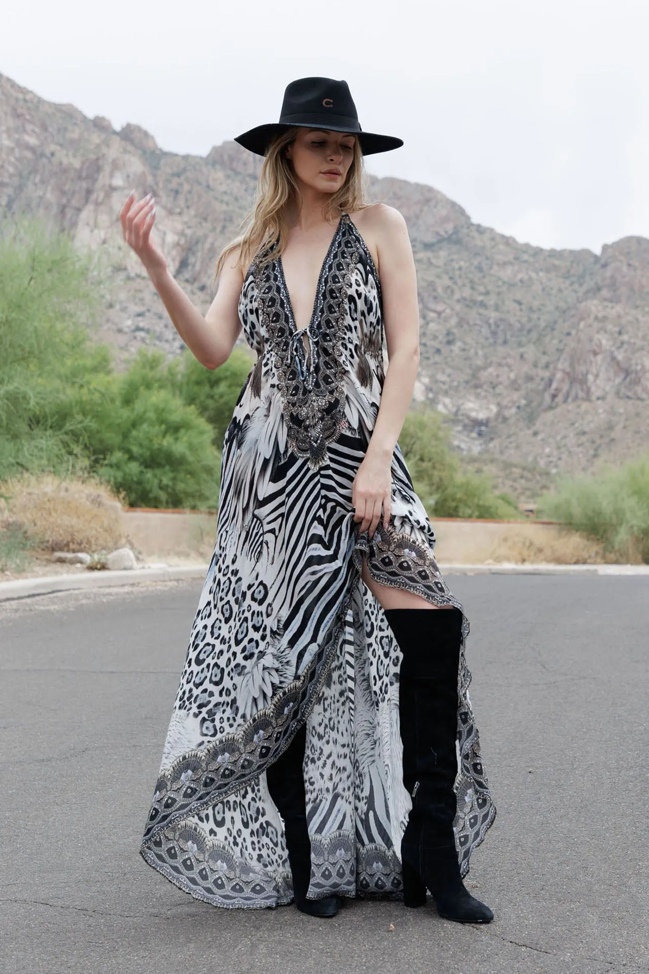 Zebra Print Long Maxi Dress