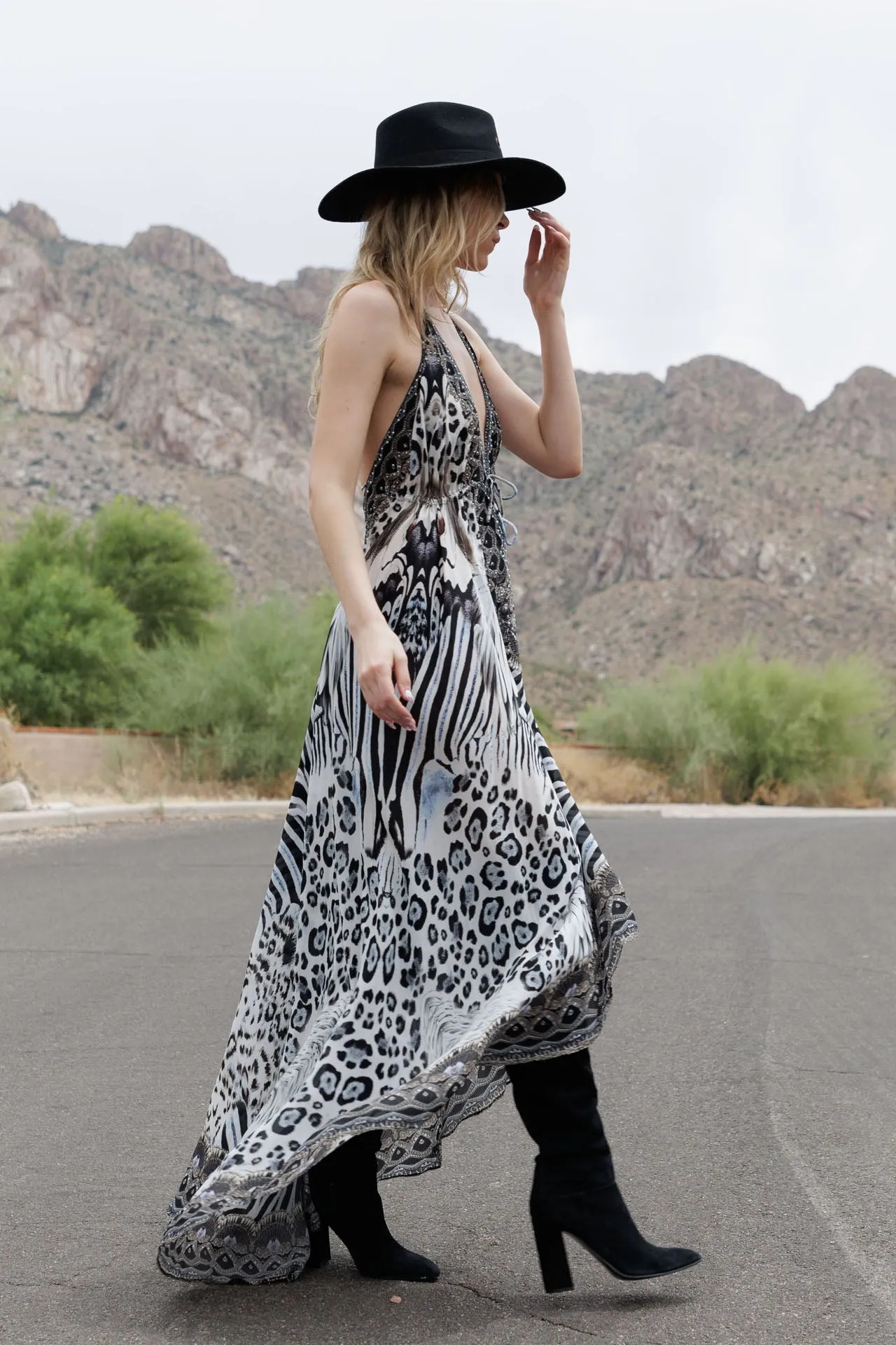 Zebra Print Long Maxi Dress