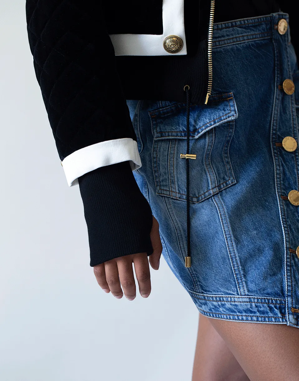 Zip Hooded Quilted Velvet Jacket